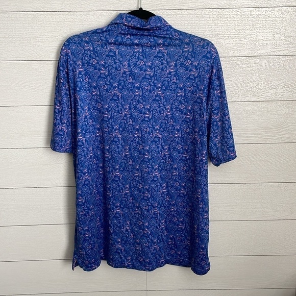 Maelreg Men's Blue & Pink Paisley Short Sleeve Golf Polo‎ Shirt Size Medium - Picture 8 of 11